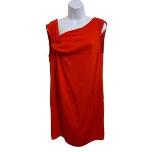 MNG Suit Red Asymmetrical Neckline Sleeveless Sheath Dress Romantic Feminine M